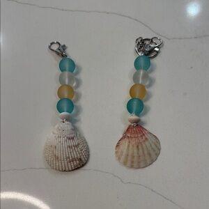 Salt & Soul Seaglass Bead and Seashell charmed Keychain Bundle of 2